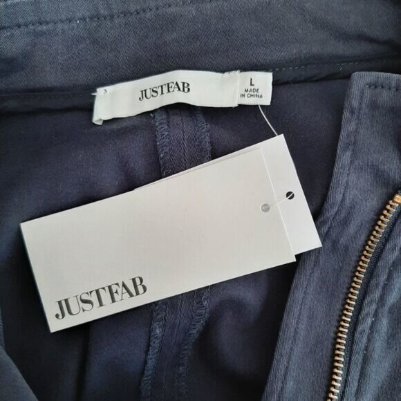 JUSTFAB / NEW Canvas Utility Casual Jacket w/ Hood Navy Blue Sz L - Picture 8 of 10